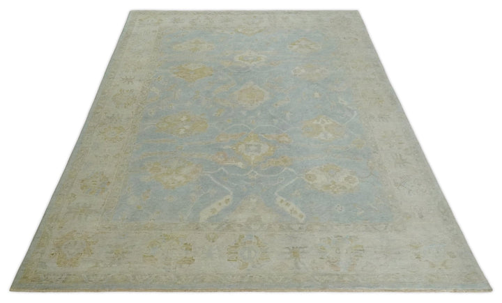 Antique style Gray, Beige and Olive 9x12 Hand knotted Oushak wool Area Rug - The Rug Decor