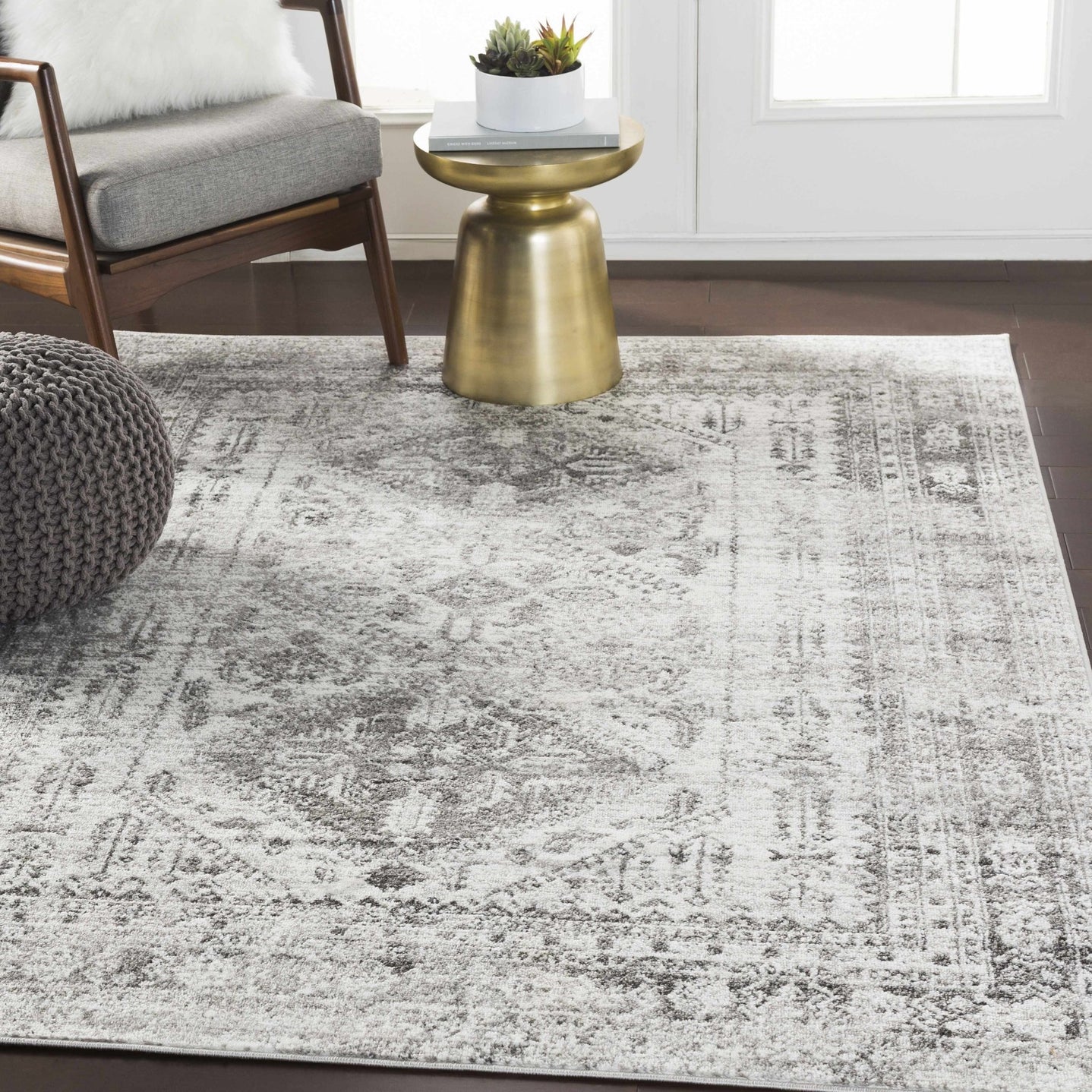 Antique Style Gray, Ivory and Charcoal Traditional Heriz Multi Size Area Rug - The Rug Decor