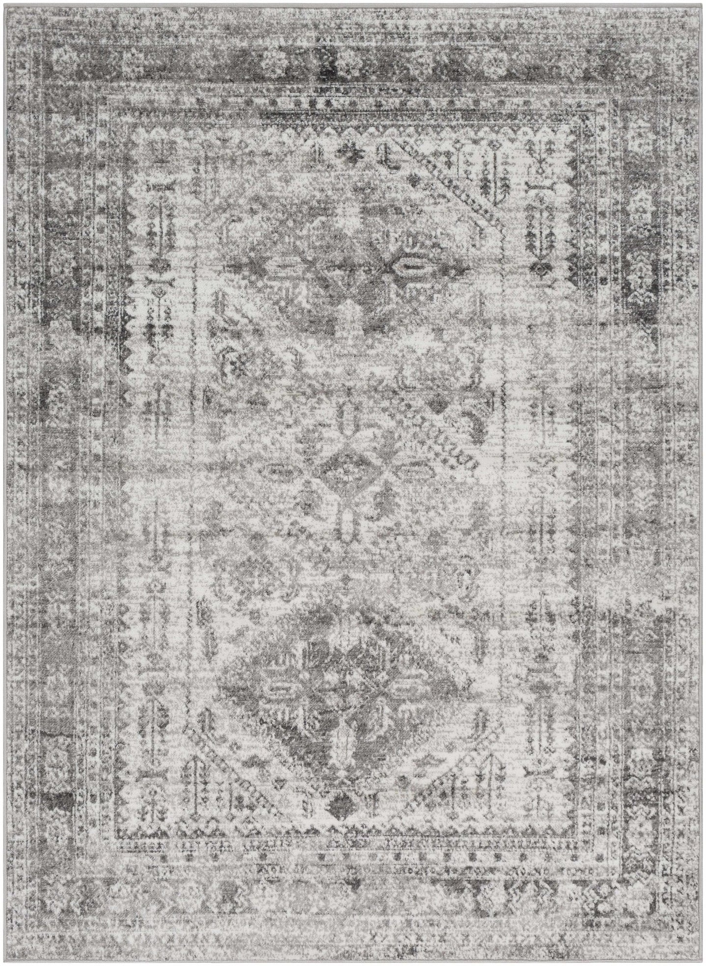 Antique Style Gray, Ivory and Charcoal Traditional Heriz Multi Size Area Rug - The Rug Decor