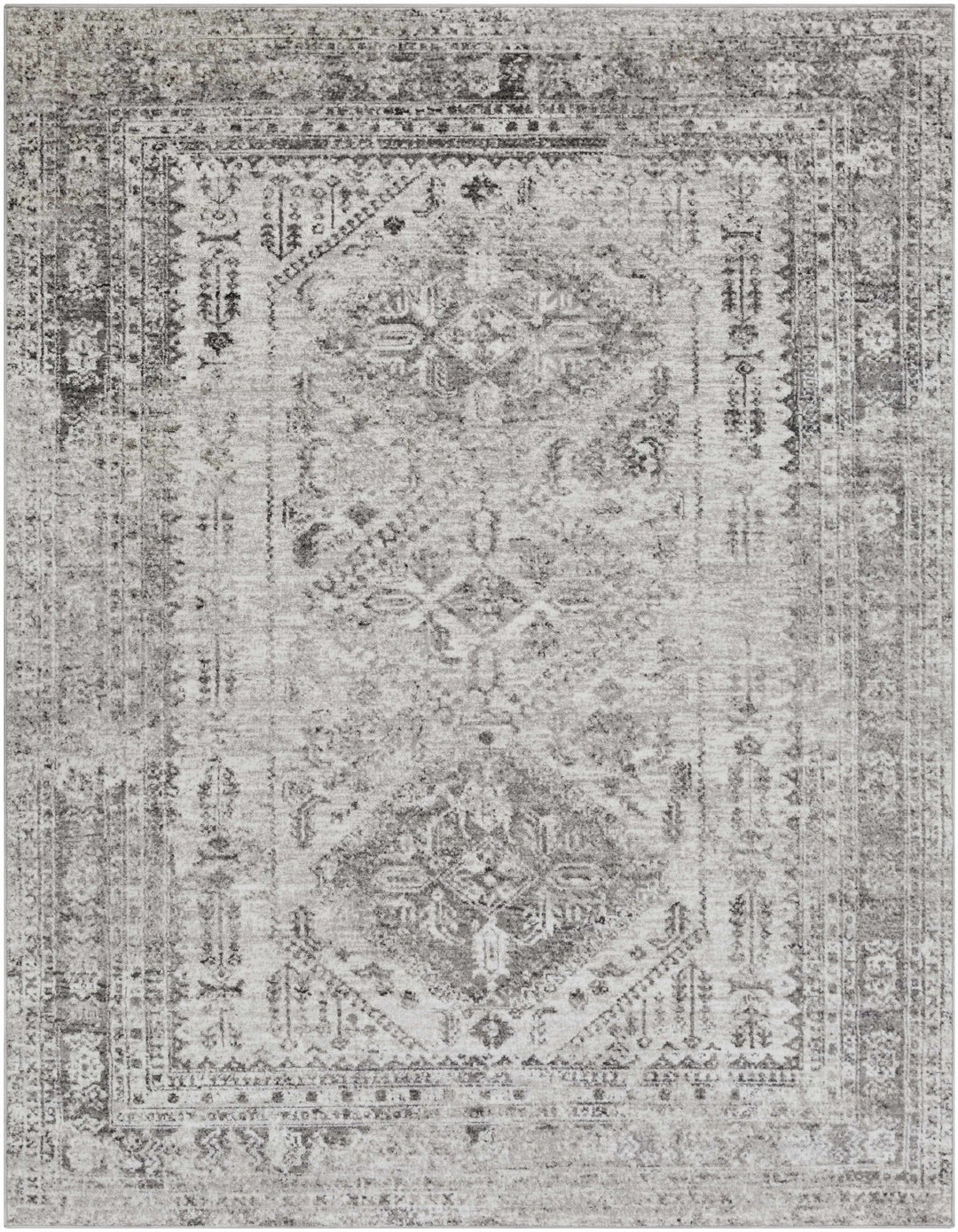 Antique Style Gray, Ivory and Charcoal Traditional Heriz Multi Size Area Rug - The Rug Decor