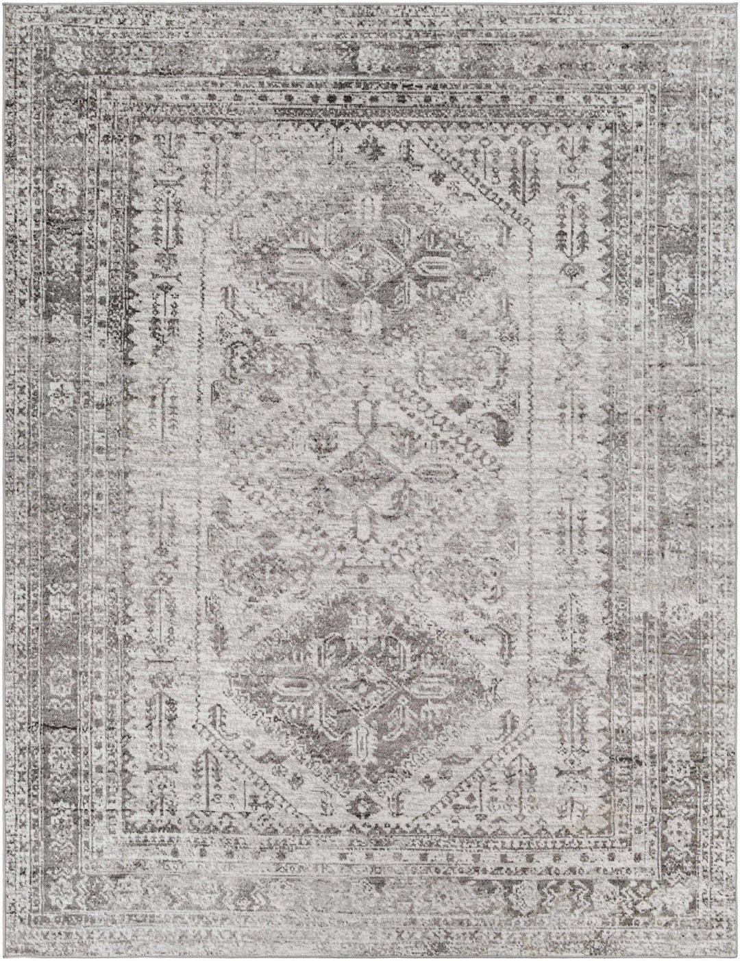 Antique Style Gray, Ivory and Charcoal Traditional Heriz Multi Size Area Rug - The Rug Decor