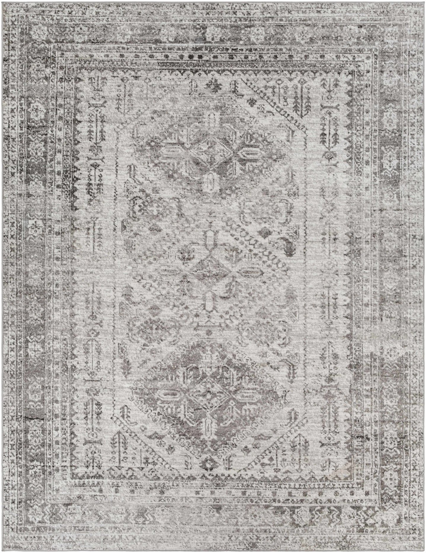 Antique Style Gray, Ivory and Charcoal Traditional Heriz Multi Size Area Rug - The Rug Decor