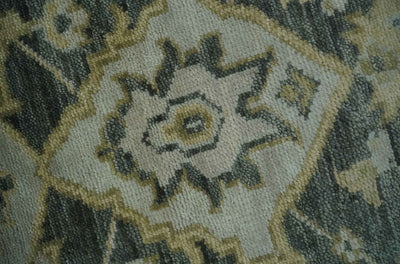 Antique style Gray, Ivory and Olive Hand knotted Traditional Oushak 9x12 wool Area Rug - The Rug Decor