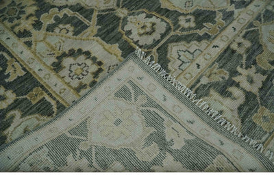 Antique style Gray, Ivory and Olive Hand knotted Traditional Oushak 9x12 wool Area Rug - The Rug Decor