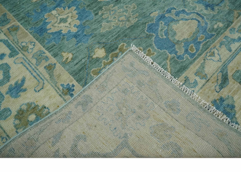 Antique Style Green, Beige and Blue Hand knotted Traditional Oushak 8x10 Wool Area Rug - The Rug Decor