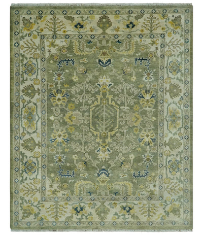 Antique Style Green, Olive and Ivory 8x10 Traditional Hand Knotted Wool Rug - The Rug Decor