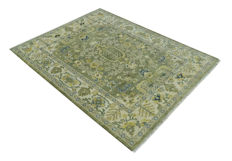 Antique Style Green, Olive and Ivory 8x10 Traditional Hand Knotted Wool Rug - The Rug Decor