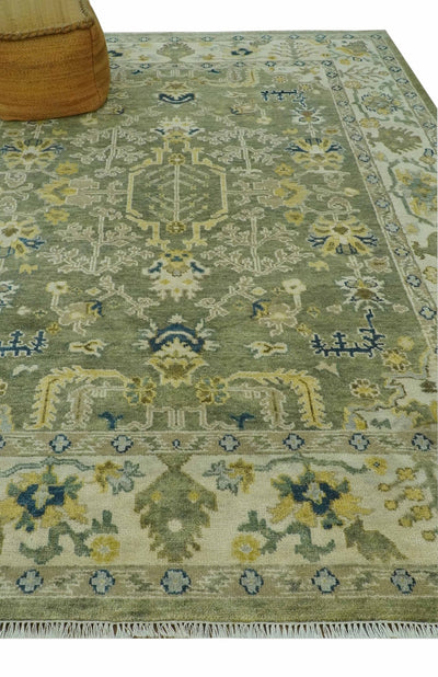 Antique Style Green, Olive and Ivory 8x10 Traditional Hand Knotted Wool Rug - The Rug Decor