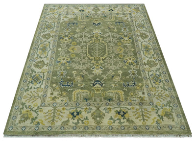 Antique Style Green, Olive and Ivory 8x10 Traditional Hand Knotted Wool Rug - The Rug Decor