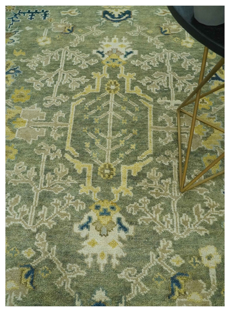 Antique Style Green, Olive and Ivory 8x10 Traditional Hand Knotted Wool Rug - The Rug Decor