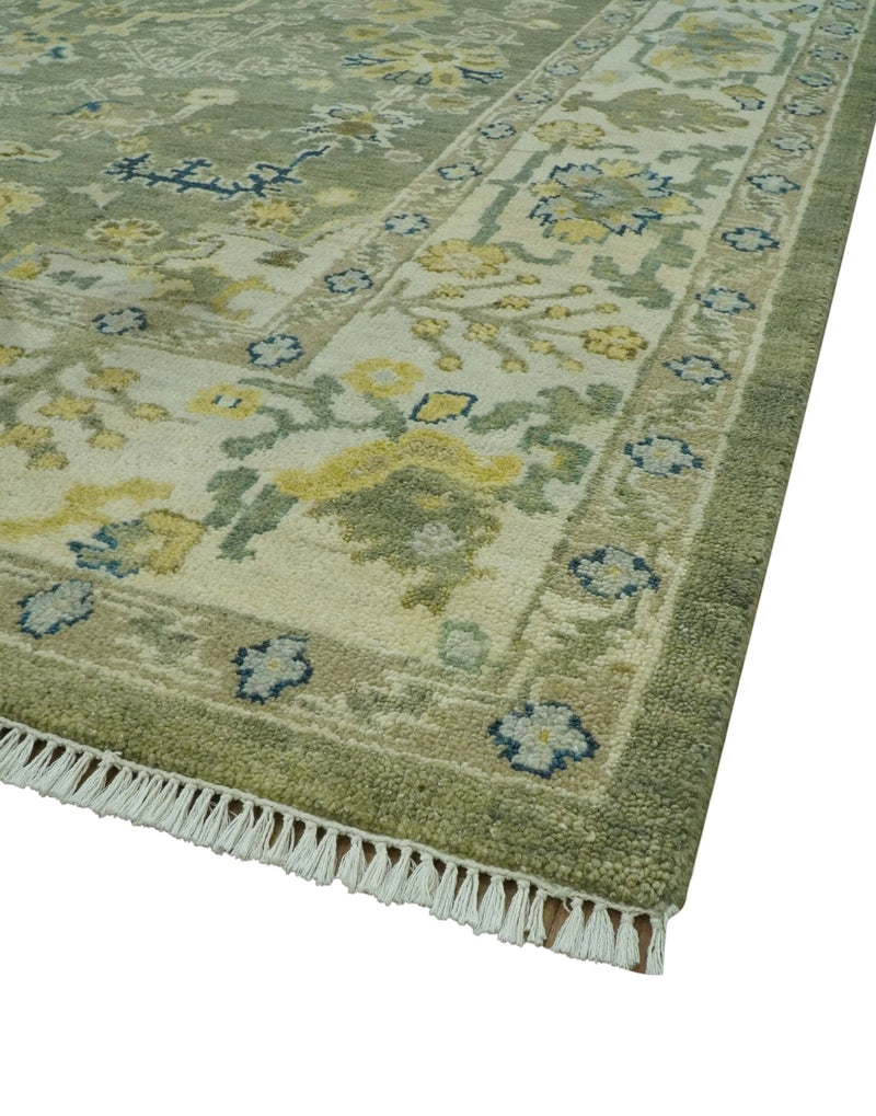 Antique Style Green, Olive and Ivory 8x10 Traditional Hand Knotted Wool Rug - The Rug Decor