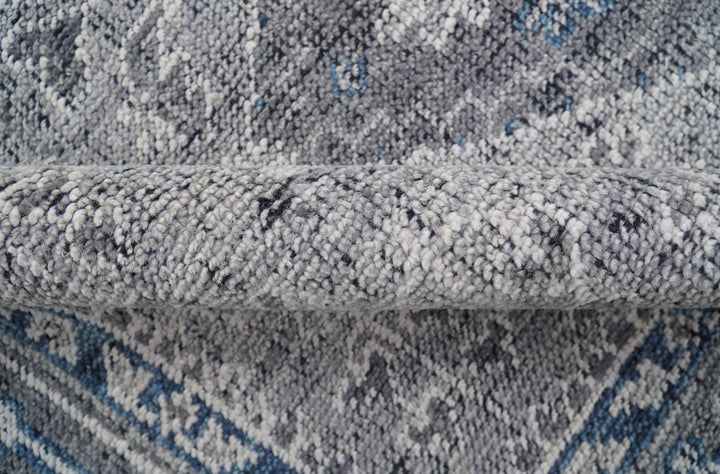 Antique Style Hand Knotted Traditional Blue and Gray Wool Area Rug - The Rug Decor