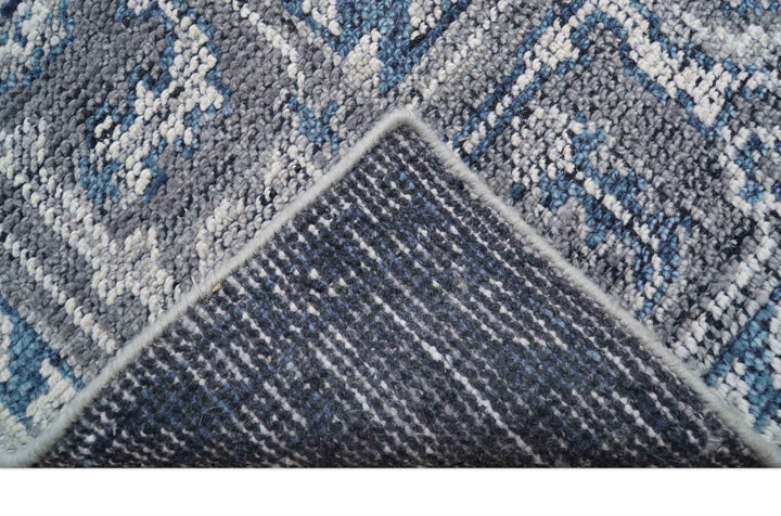 Antique Style Hand Knotted Traditional Blue and Gray Wool Area Rug - The Rug Decor