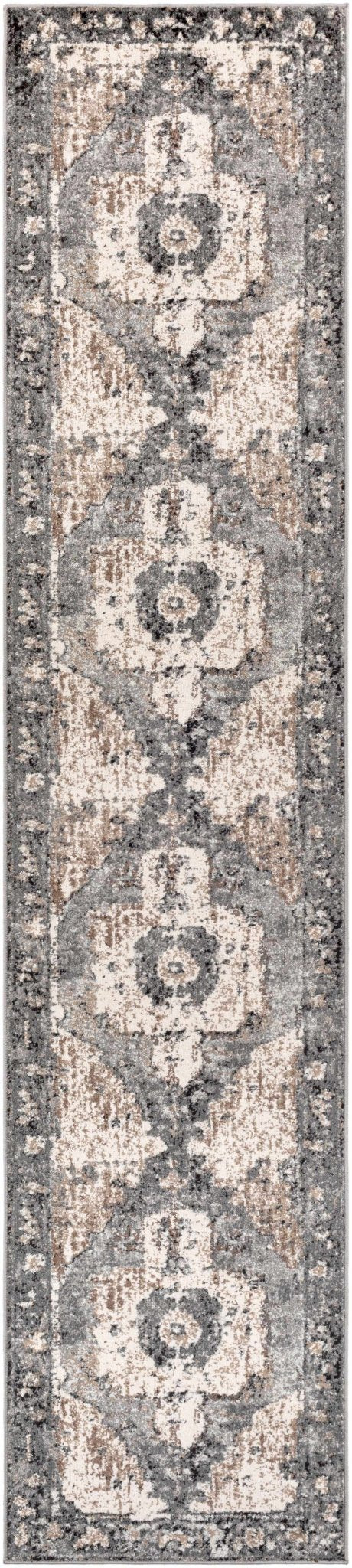Antique Style Ivory, Tan, Charcoal and Gray Transitional Design Area Rug - The Rug Decor