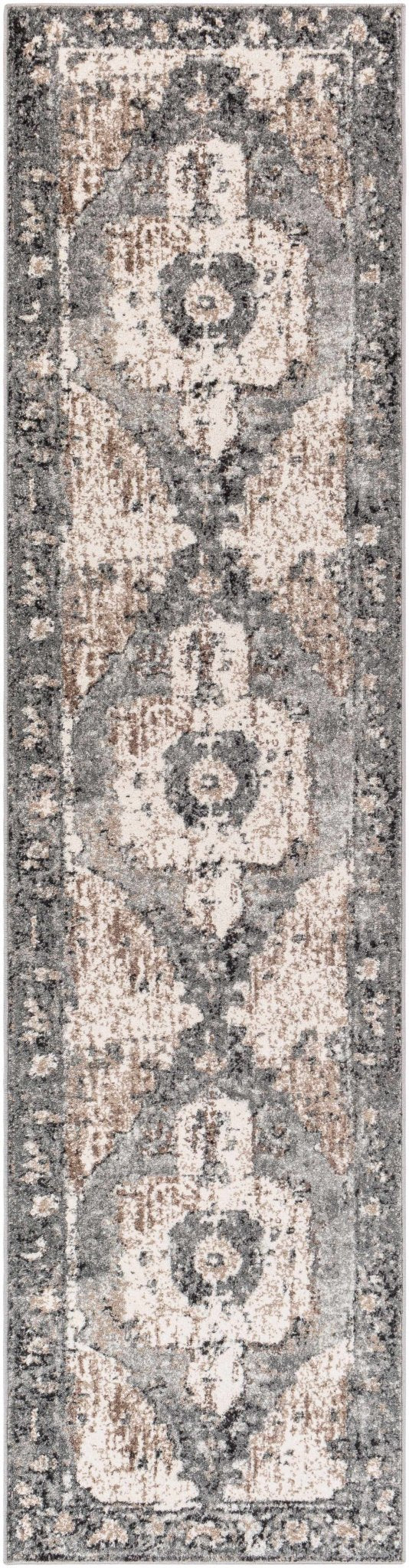 Antique Style Ivory, Tan, Charcoal and Gray Transitional Design Area Rug - The Rug Decor