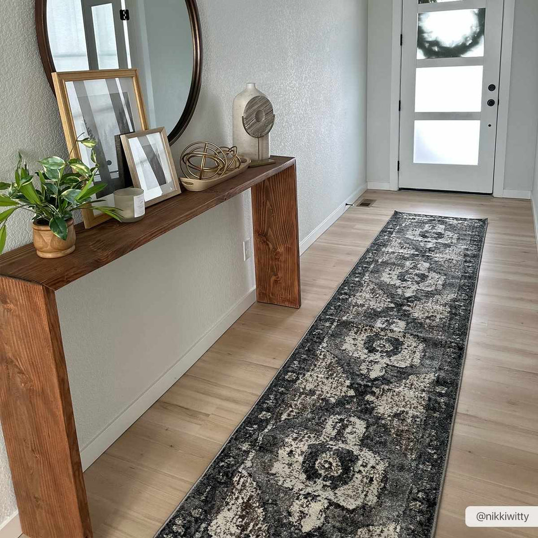 Antique Style Ivory, Tan, Charcoal and Gray Transitional Design Area Rug - The Rug Decor