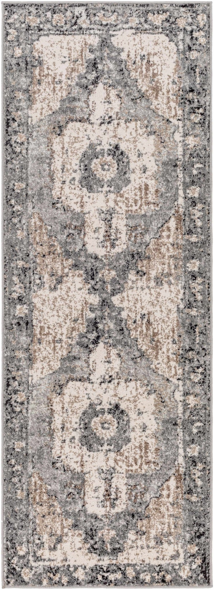 Antique Style Ivory, Tan, Charcoal and Gray Transitional Design Area Rug - The Rug Decor