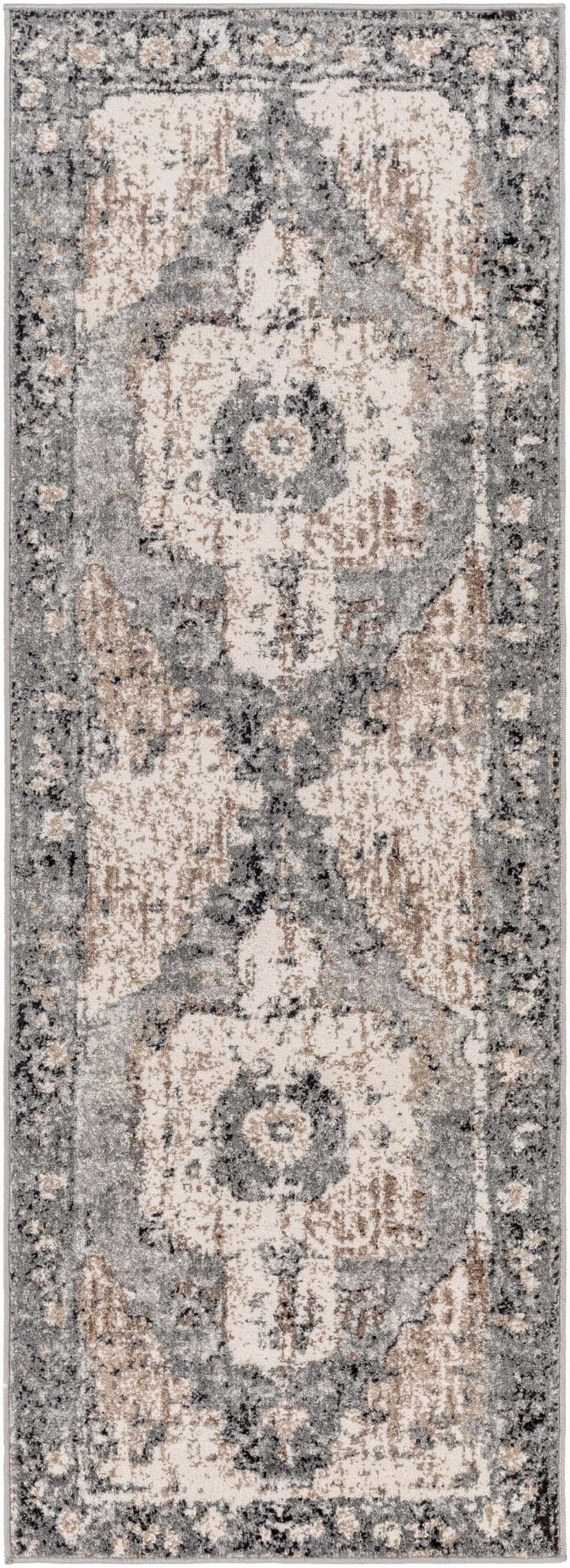 Antique Style Ivory, Tan, Charcoal and Gray Transitional Design Area Rug - The Rug Decor