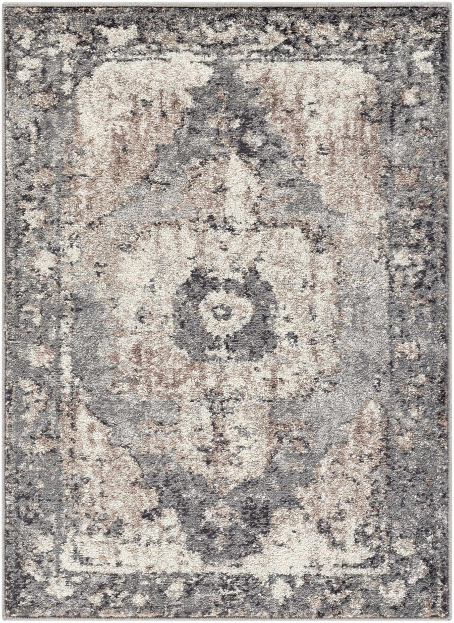 Antique Style Ivory, Tan, Charcoal and Gray Transitional Design Area Rug - The Rug Decor
