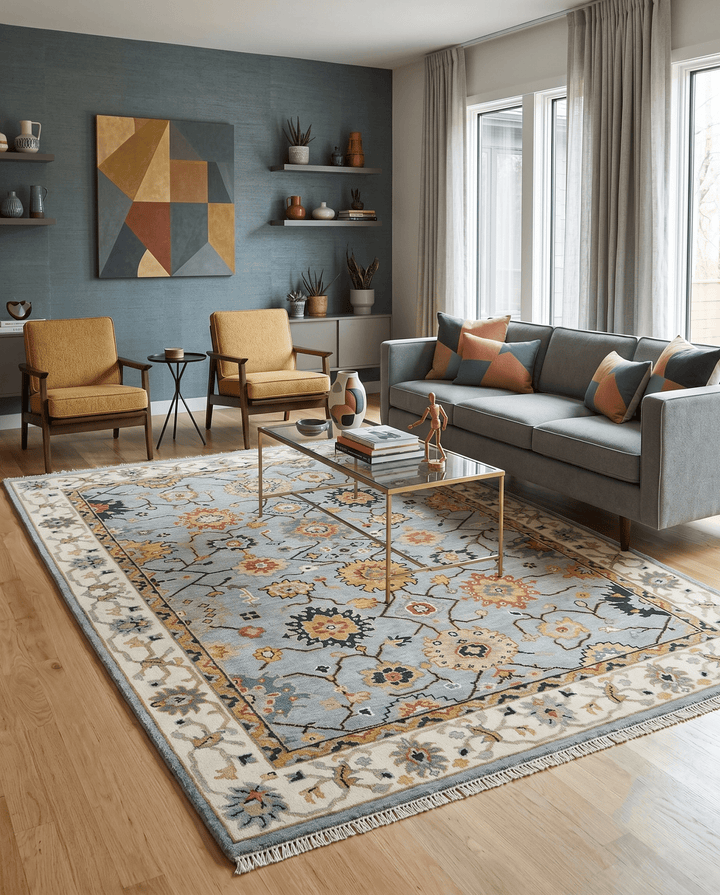 Antique Traditional Gray and Ivory Vintage Style Custom Made wool Area Rug - The Rug Decor
