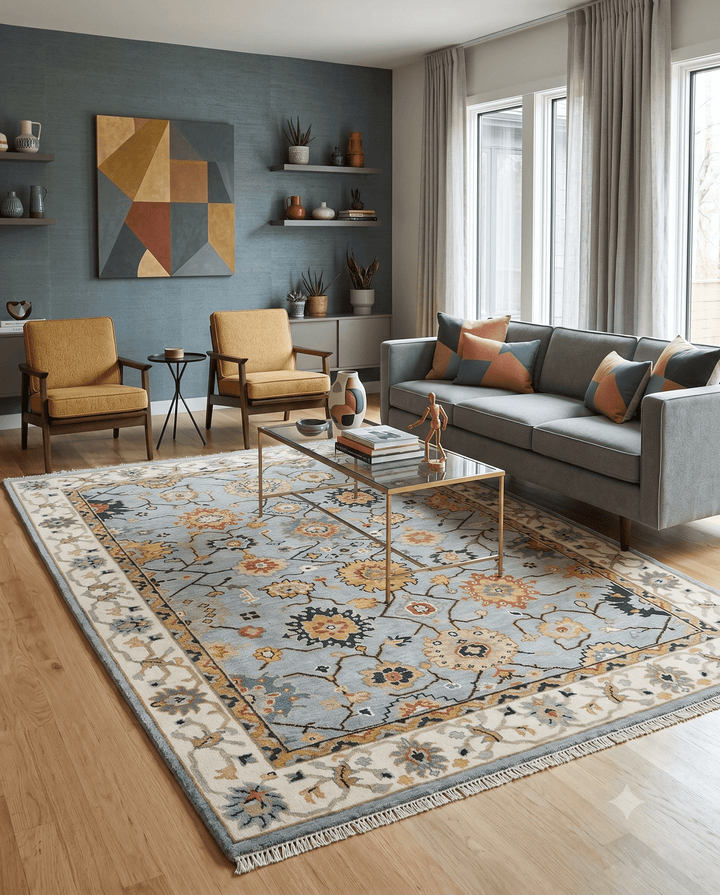 Antique Traditional Gray and Ivory Vintage Style Custom Made wool Area Rug - The Rug Decor