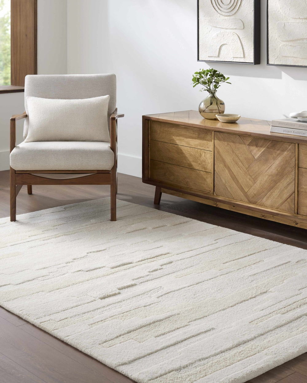 Anufry Contemporary Abstract Beige And Ivory Rug - The Rug Decor