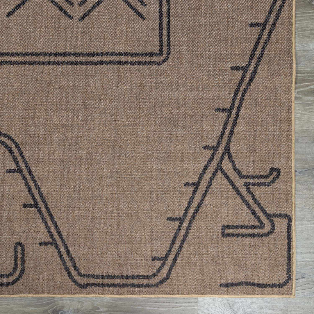 Anuja Traditional Geometric Design Tan Washable Jutely Rug - The Rug Decor