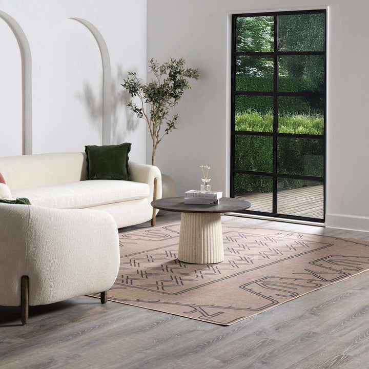 Anuja Traditional Geometric Design Tan Washable Jutely Rug - The Rug Decor