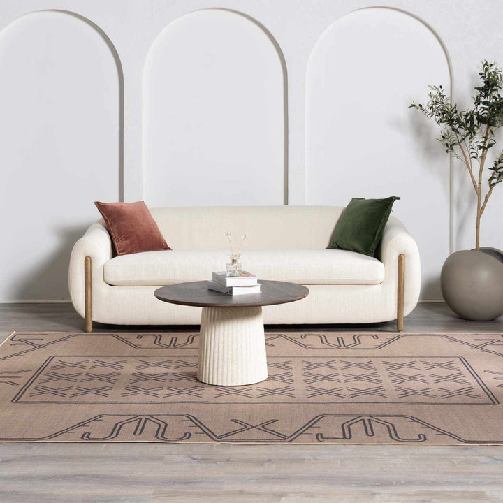 Anuja Traditional Geometric Design Tan Washable Jutely Rug - The Rug Decor