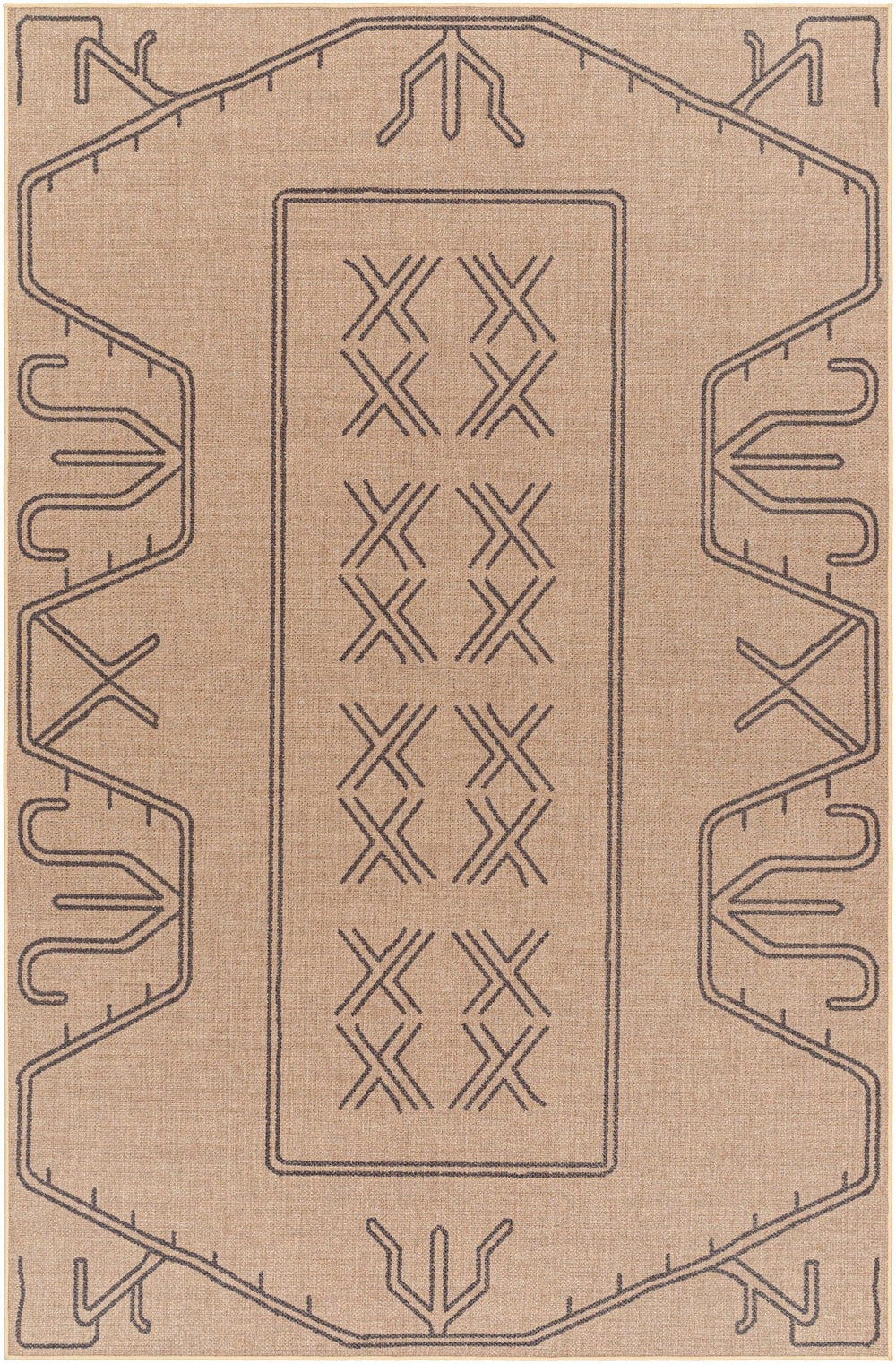 Anuja Traditional Geometric Design Tan Washable Jutely Rug - The Rug Decor
