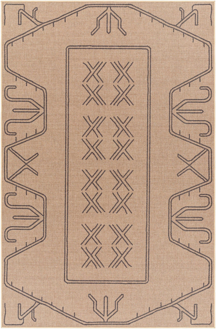 Anuja Traditional Geometric Design Tan Washable Jutely Rug - The Rug Decor
