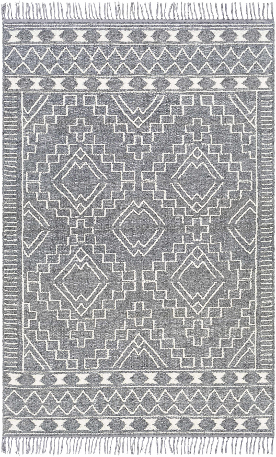 Apalachicola Gray Modern Style Hand Woven Wool Area Rug