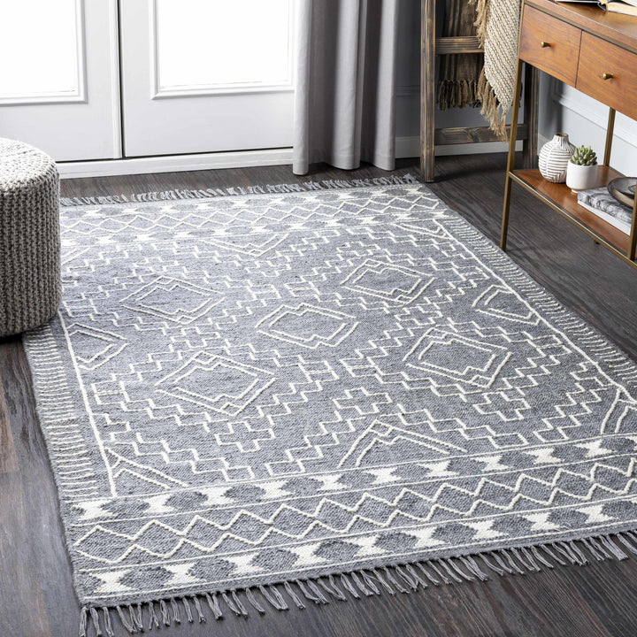 Apalachicola Gray Modern Style Hand Woven Wool Area Rug