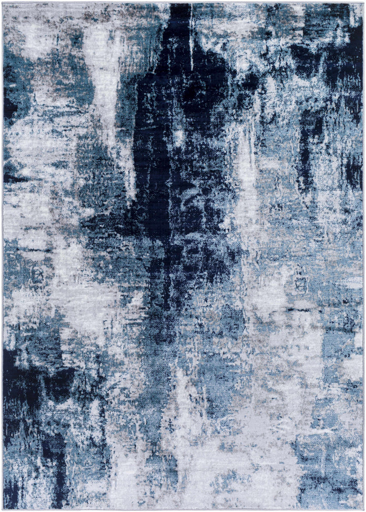 Apas Modern Abstract Design Gray And Blue Area Rug