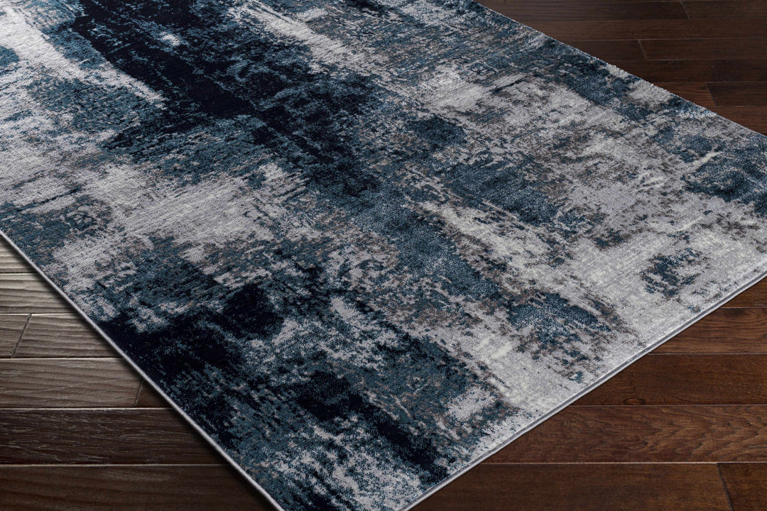 Apas Modern Abstract Design Gray And Blue Area Rug