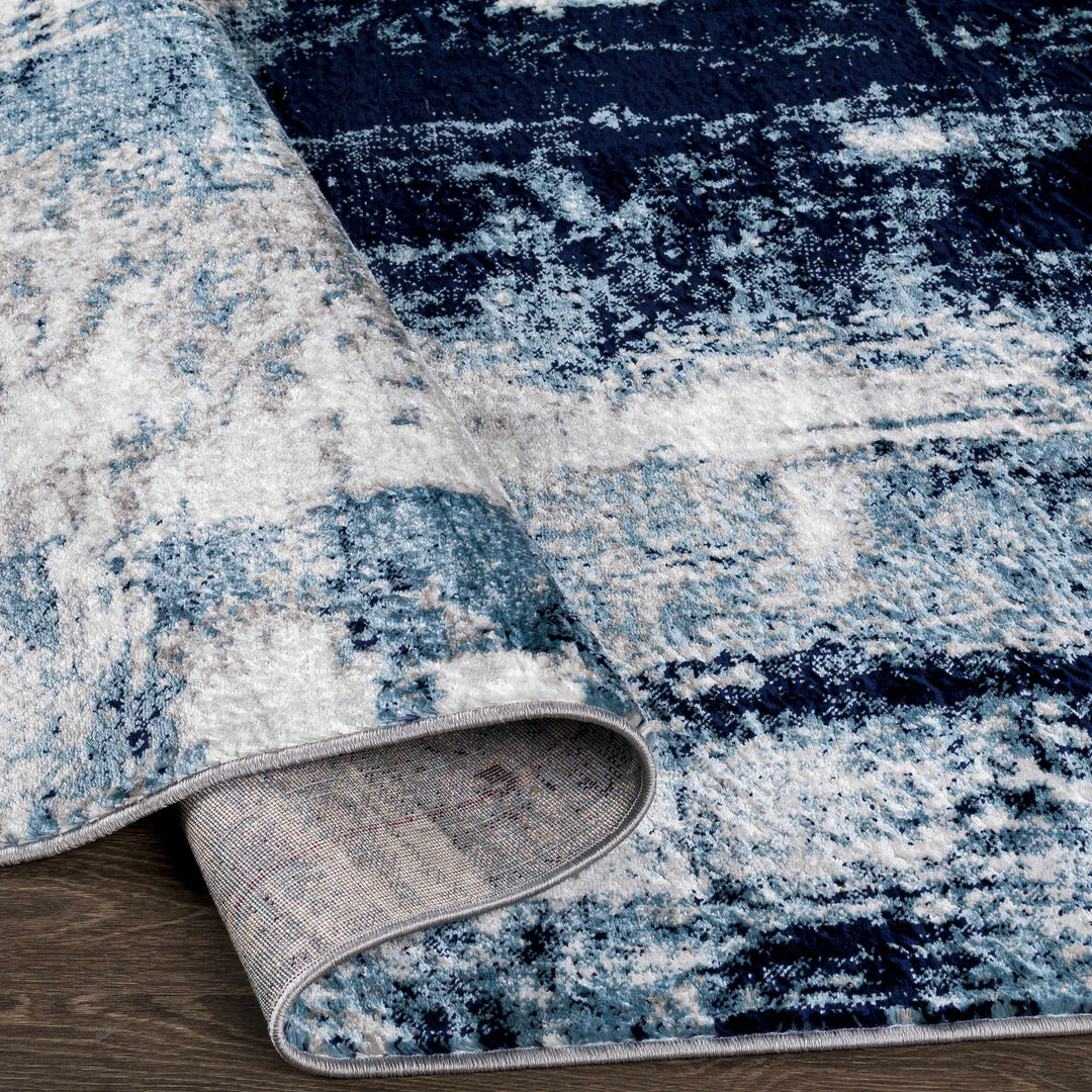 Apas Modern Abstract Design Gray And Blue Area Rug