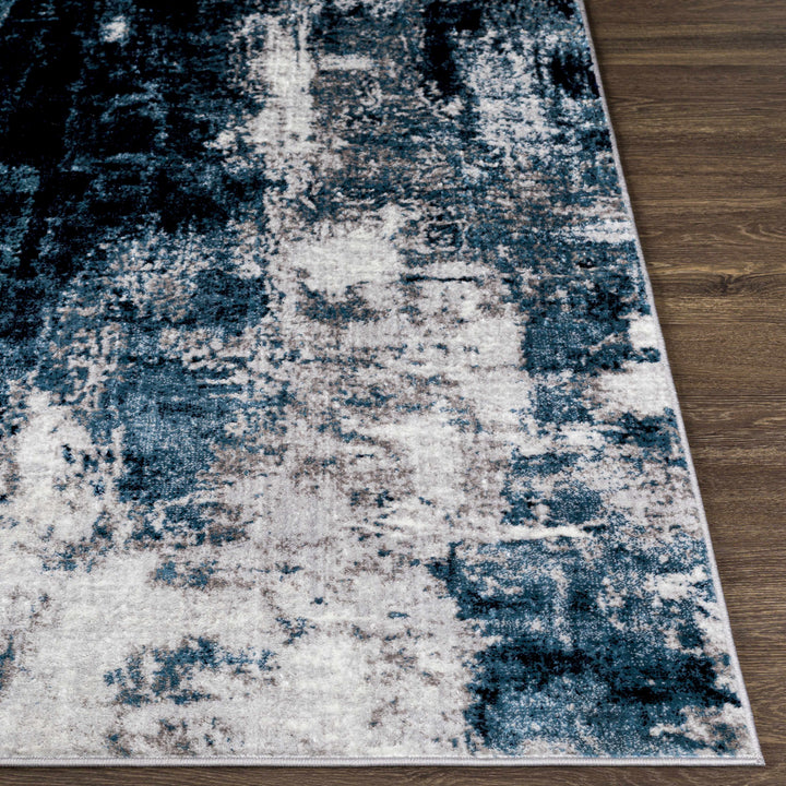 Apas Modern Abstract Design Gray And Blue Area Rug