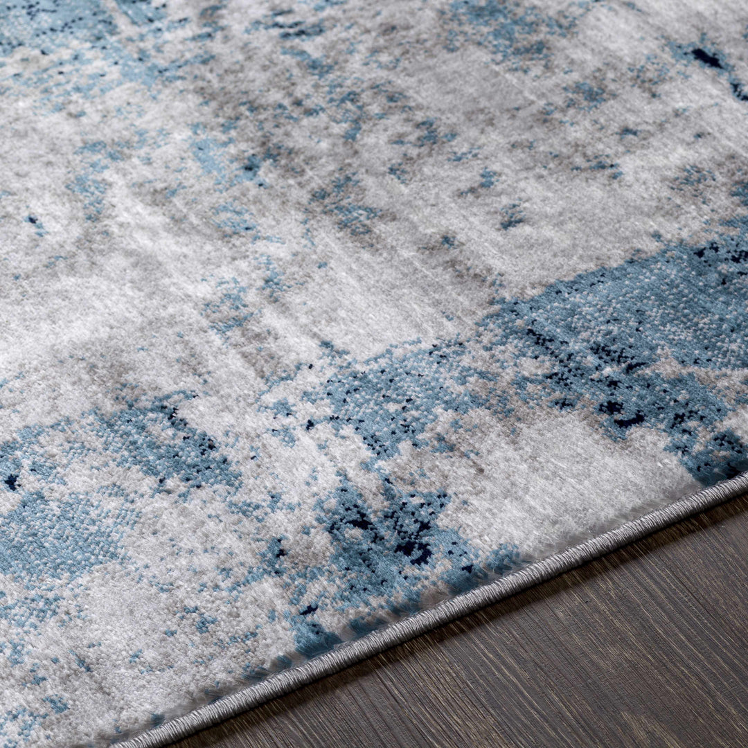 Apas Modern Abstract Design Gray And Blue Area Rug