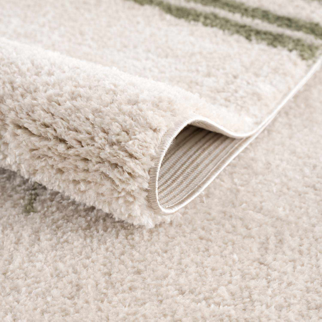 Apichu Contemporary Geometrical Beige And Green Washable Area Rug - The Rug Decor