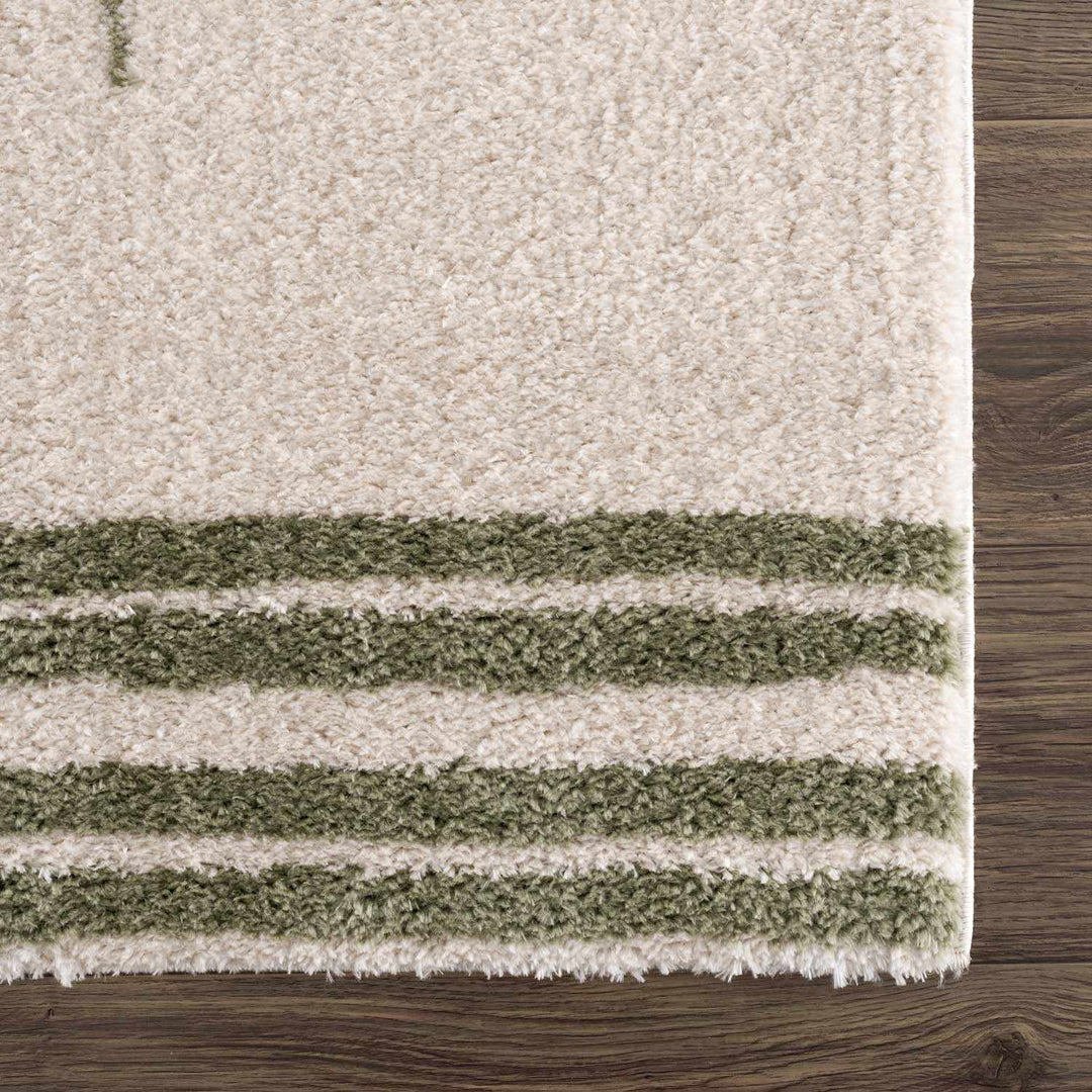 Apichu Contemporary Geometrical Beige And Green Washable Area Rug - The Rug Decor