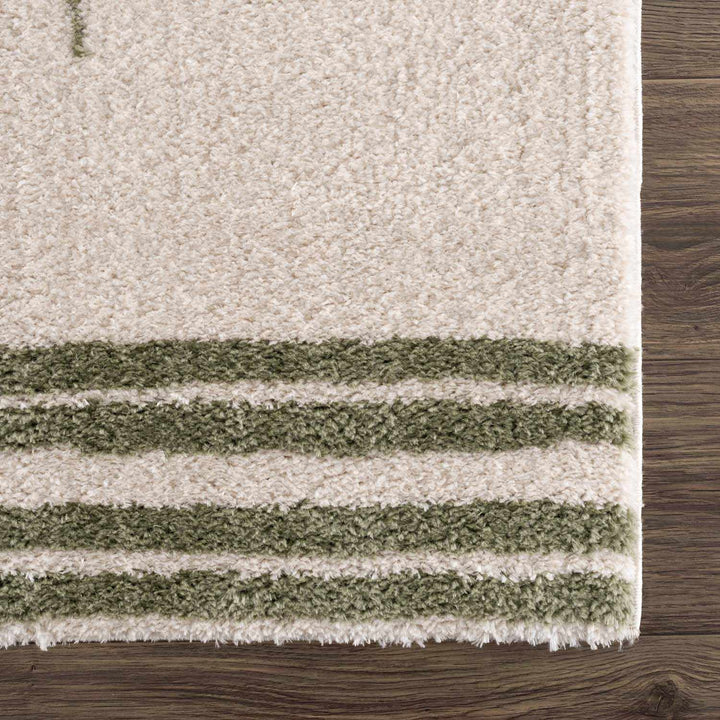 Apichu Contemporary Geometrical Beige And Green Washable Area Rug - The Rug Decor