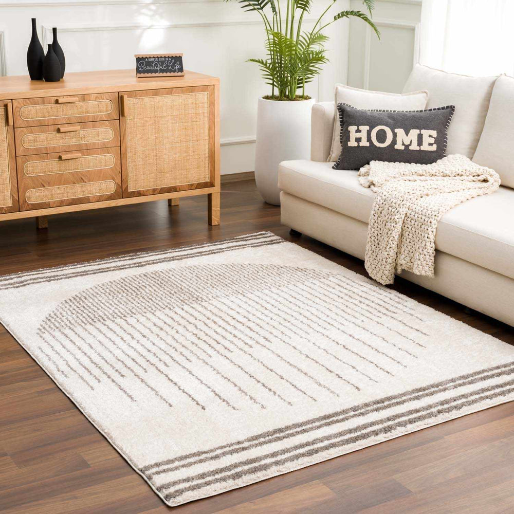 Apichu Contemporary Style Beige And Charcoal Washable Area Rug - The Rug Decor