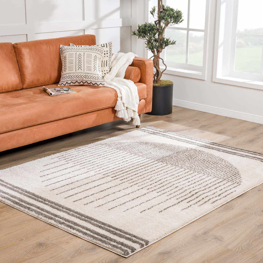 Apichu Contemporary Style Beige And Charcoal Washable Area Rug - The Rug Decor