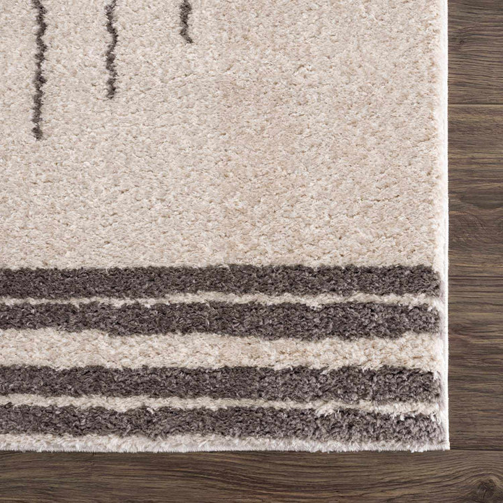Apichu Contemporary Style Beige And Charcoal Washable Area Rug - The Rug Decor
