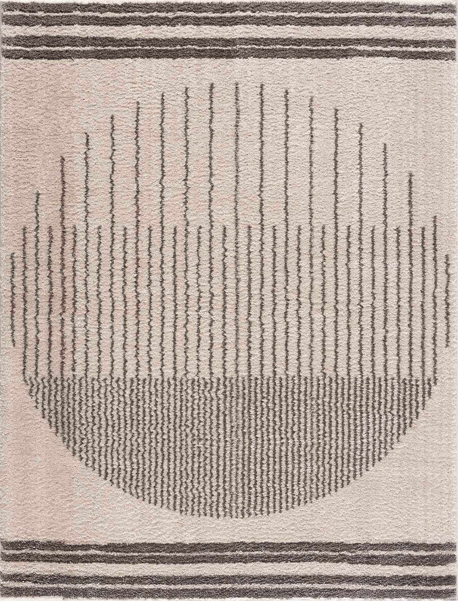 Apichu Contemporary Style Beige And Charcoal Washable Area Rug - The Rug Decor