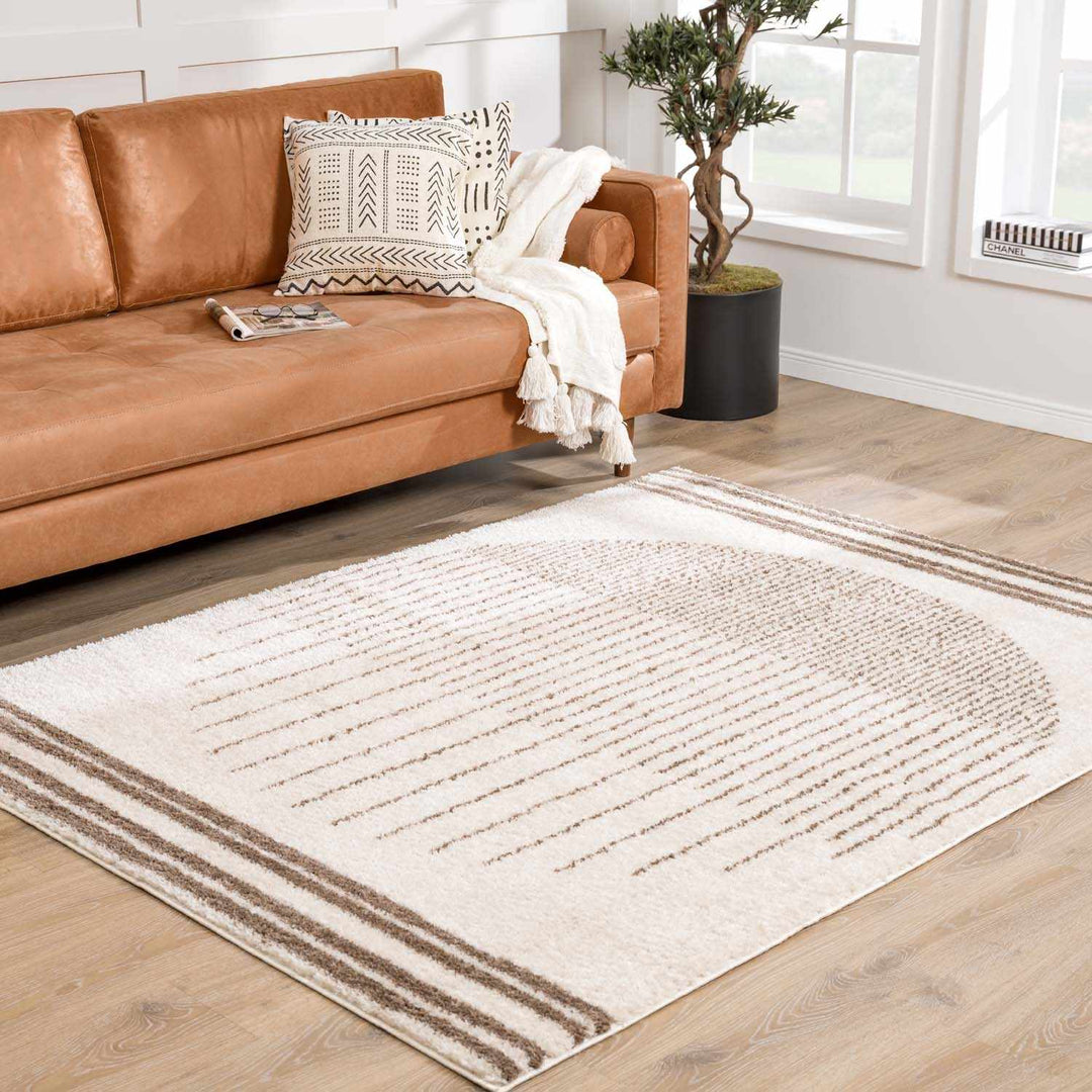 Apichu Modern Brown And Beige Washable Area Rug - The Rug Decor