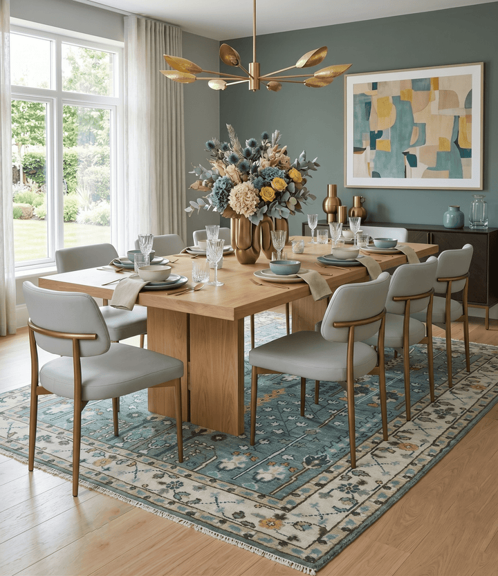Aqua Hand Knotted Green and Ivory Traditional Turkish Vintage Style Wool Rug - The Rug Decor