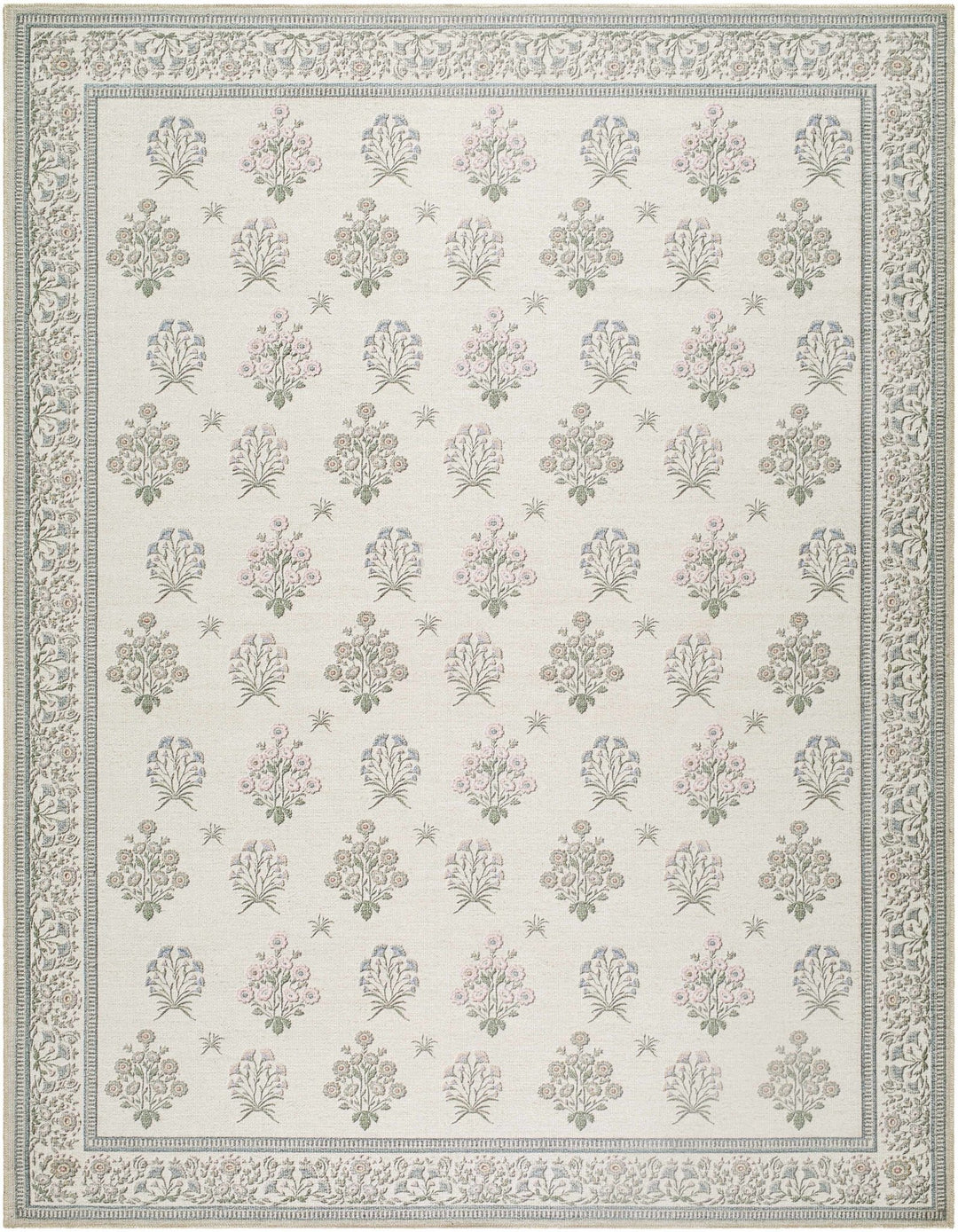 Aquene Modern Floral Design Ivory Washable Area Rug - The Rug Decor