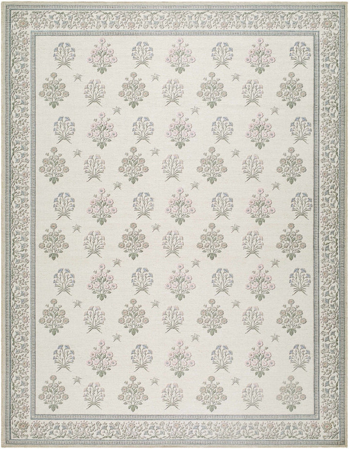 Aquene Modern Floral Design Ivory Washable Area Rug - The Rug Decor