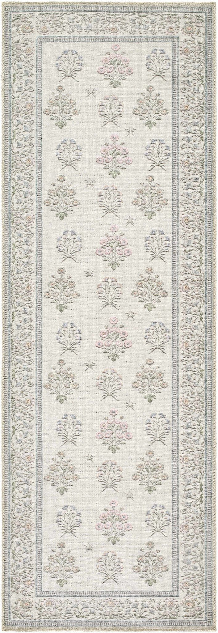 Aquene Modern Floral Design Ivory Washable Area Rug - The Rug Decor